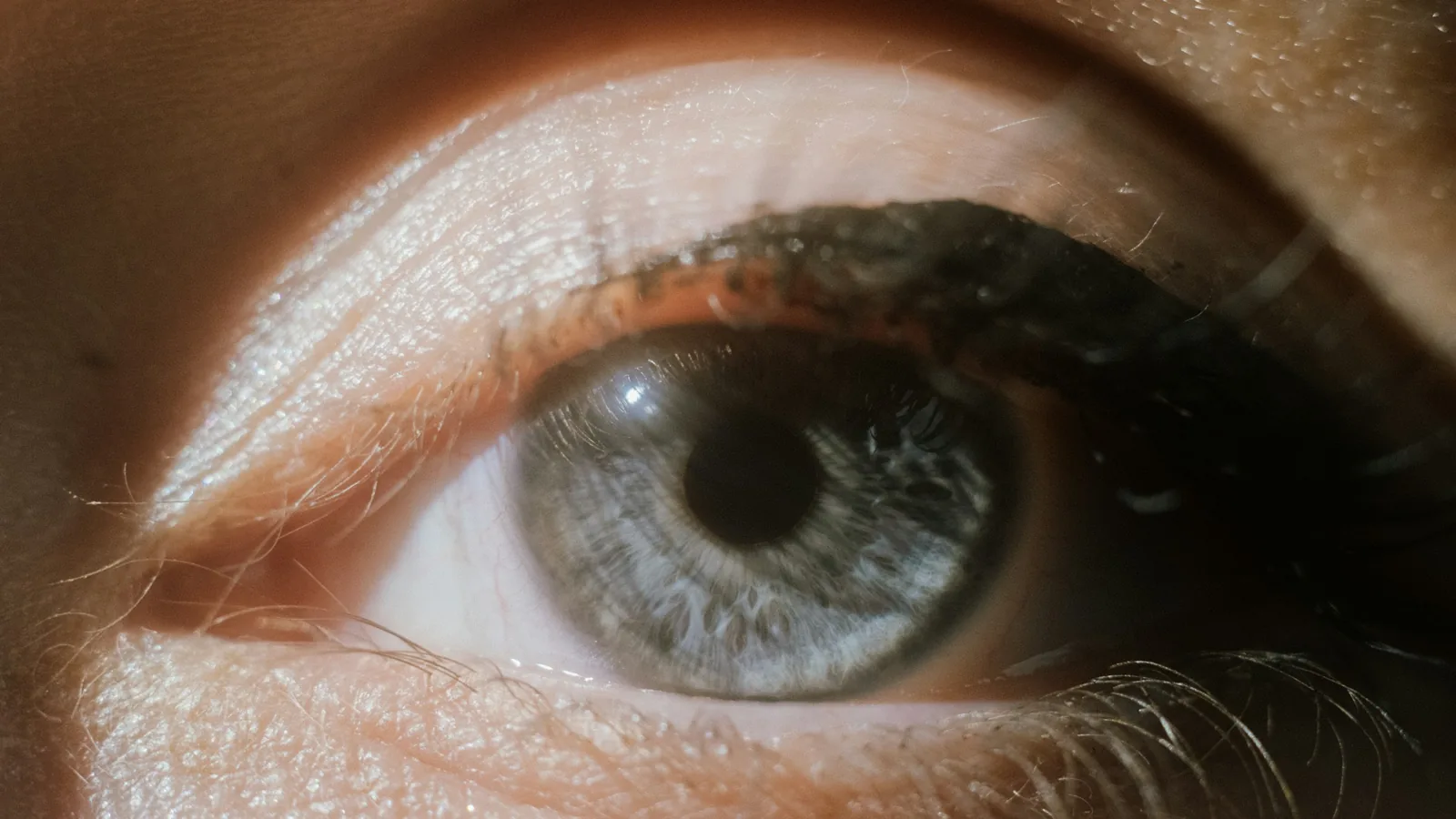 Close-up of an eye with dark eyelashes, illustrating lash curling for hooded eyes